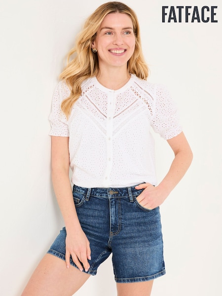FatFace Bonnie White Broderie Blouse (AK9341) | €72.50
