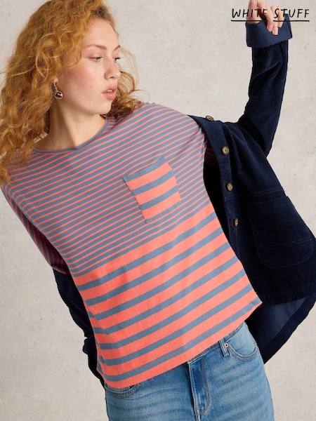 White Stuff Pink Demi Dolman 100% Cotton Top (AK9346) | 101 QAR