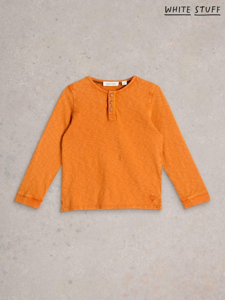 White Stuff Orange 100% Cotton Henley T-Shirt (AK9347) | €10