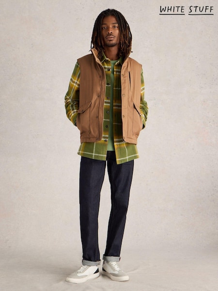 White Stuff Brown Canvas 100% Organic Cotton Gilet (AK9363) | €81