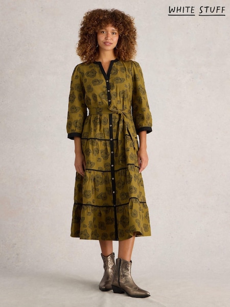 White Stuff Green Fawn Jacquard Midi Dress (AK9376) | €63
