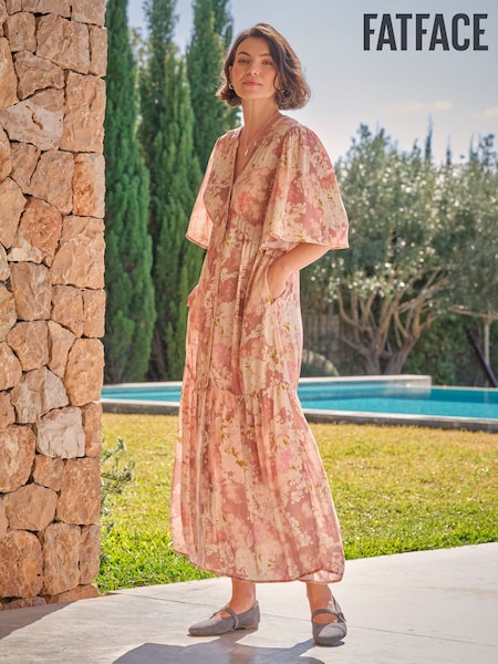 FatFace Paige Pink Layered Floral Midi Dress (AK9434) | ₪347