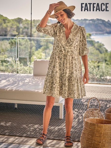FatFace Nancy Ivory Linear Floral Dress (AK9438) | €86