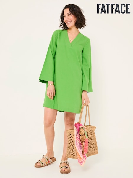 FatFace Mid Green Linen Kaftan Dress (AK9499) | AED379