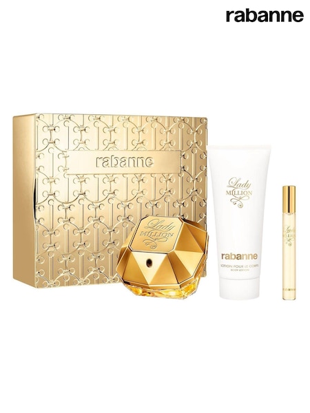 Rabanne Lady Million Eau de Parfum 80ml, Body Lotion 100ml & Travel Spray 10ml Gift Set (Worth Over £131) (AK9535) | €139