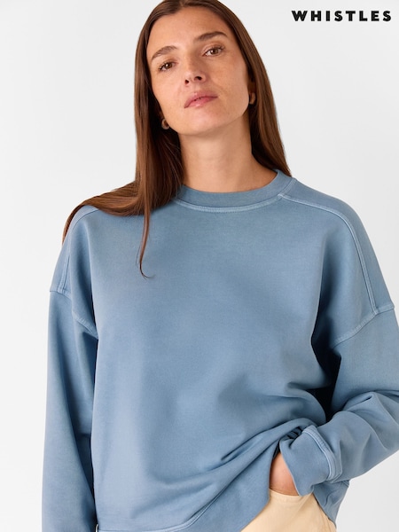 Whistles Blue 100% Cotton Pocket Detail Sweat T-Shirt (AK9559) | $156