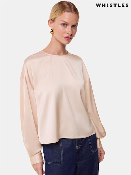 Whistles Nude Demi Satin Blouse (AK9562) | AED259