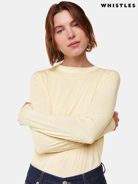 Whistles Yellow Wool Blend Crew Neck Top (AK9563) | 170 QAR
