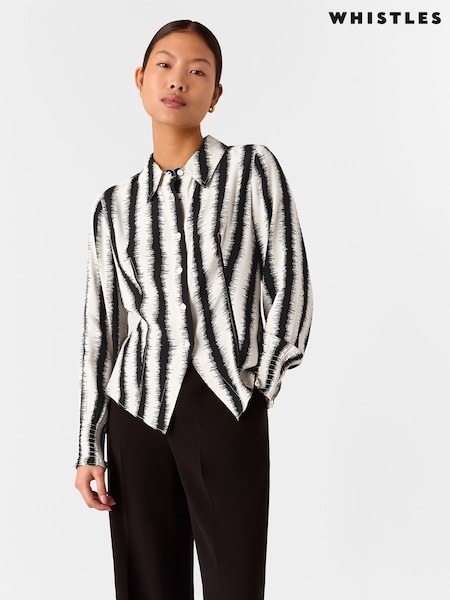 Whistles Petite Hazy Stripe Fitted Shirt (AK9577) | ‏448‏₪