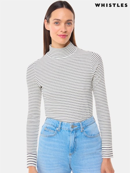Whistles Stripe Rib Detail Polo T-Shirt (AK9581) | 50 €