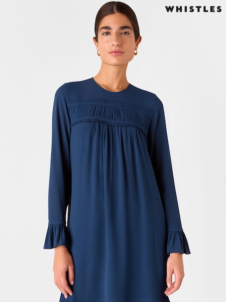 Whistles Blue Jemma Ruched Panel Mini Dress (AK9590) | €122