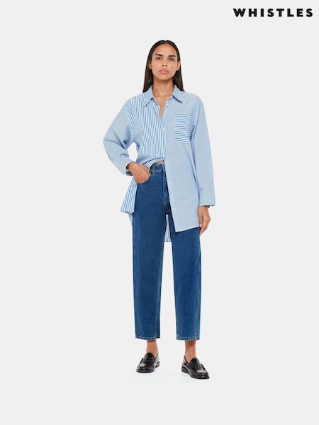 Whistles Blue Petite Stretch Barrel Leg Jeans (AK9595) | $163