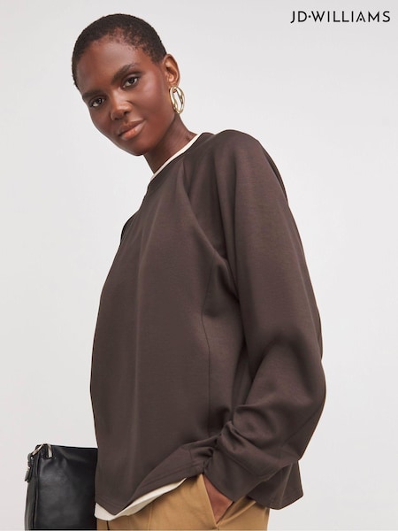 JD Williams Brown Crew Neck Seam Detail Chocolate Sweatshirt (AK9611) | €16