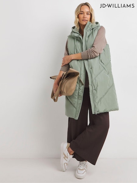 JD Williams Green Longline Padded Gilet (AK9633) | €34