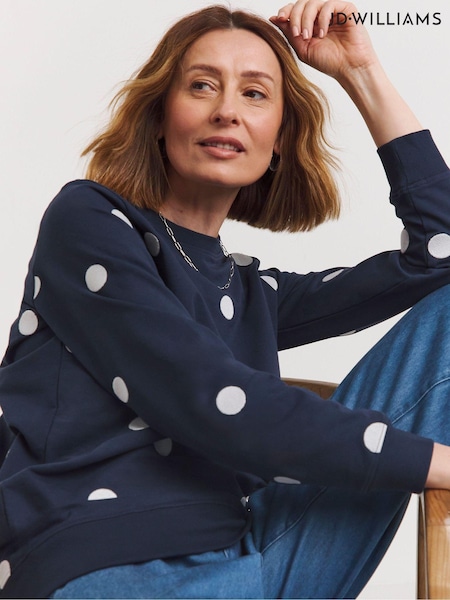 JD Williams Blue 100% Cotton Spot Embroidered Sweatshirt (AK9635) | €37