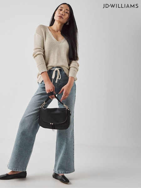 JD Williams Tie Front Wide Leg Jeans (AK9644) | 133 LEI