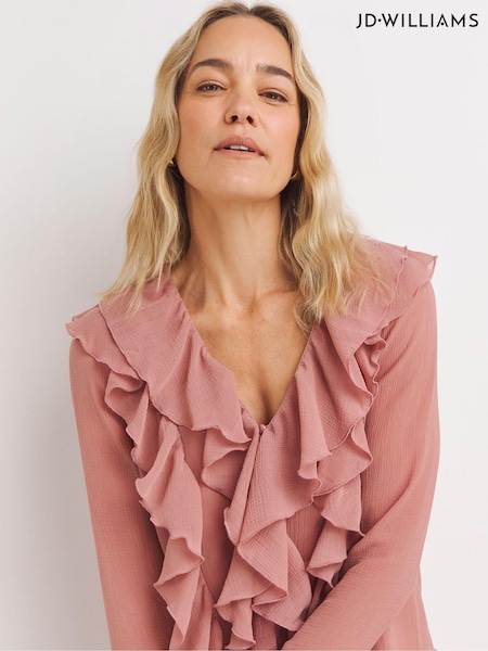 JD Williams Chiffon Ruffle Detail Blouse (AK9645) | 133 LEI