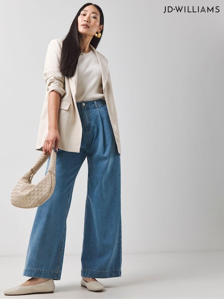 JD Williams Pleat Front Wide Leg Jeans (AK9661) | 283 LEI