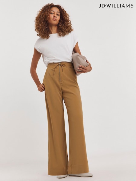 JD Williams Pull On Zip Detail Wide Leg Trousers (AK9662) | 167 LEI