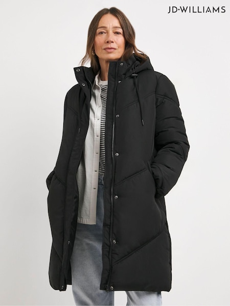 JD Williams Black Padded Mid Length Coat (AK9664) | €86