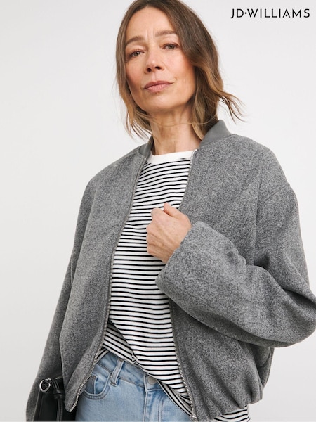 JD Williams Grey Wool Like Bomber Jacket (AK9665) | €64