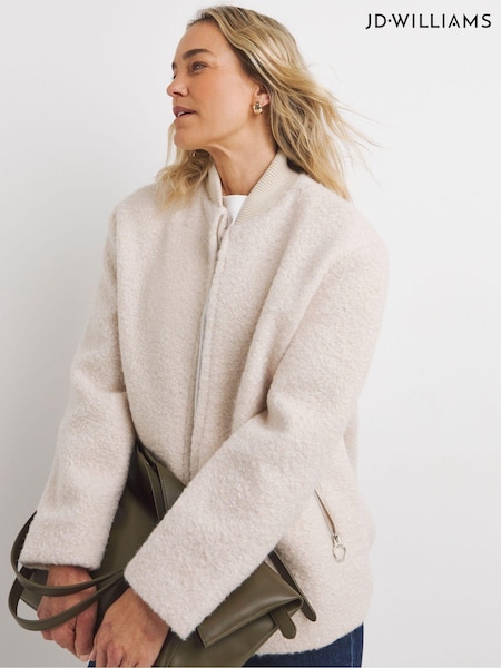 JD Williams Cream Wool Like Bomber Jacket (AK9681) | €46