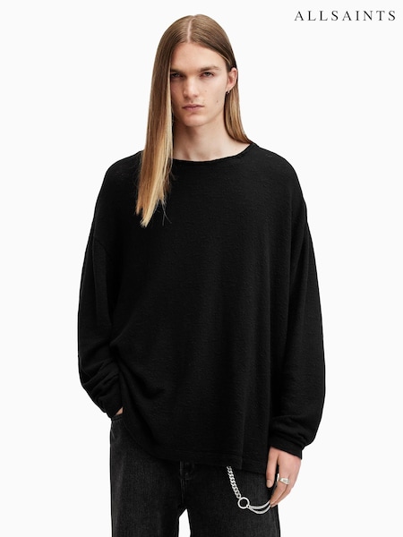 AllSaints Black 100% Cotton Sears Crew T-Shirt (AK9760) | R$ 640