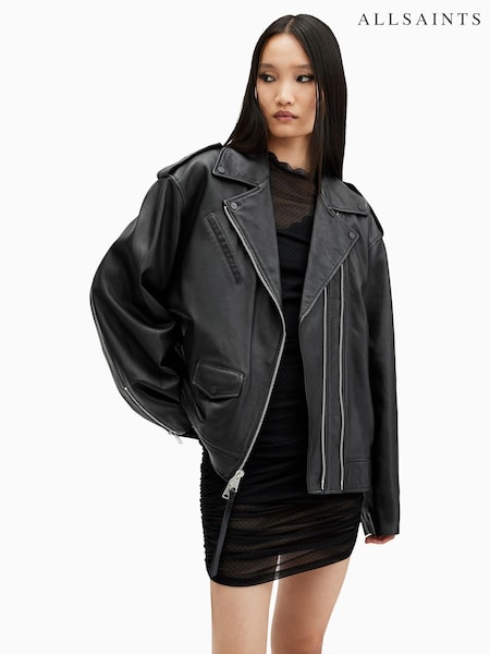 AllSaints Black Daylen Biker Jacket (AK9771) | $697