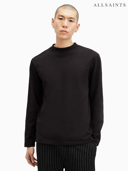 AllSaints Black Nero Long Sleeve Crew T-Shirt (AK9782) | 322 QAR