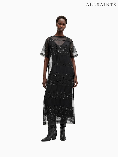 AllSaints Black Izabela Maxi Dress (AK9797) | 1,282 QAR