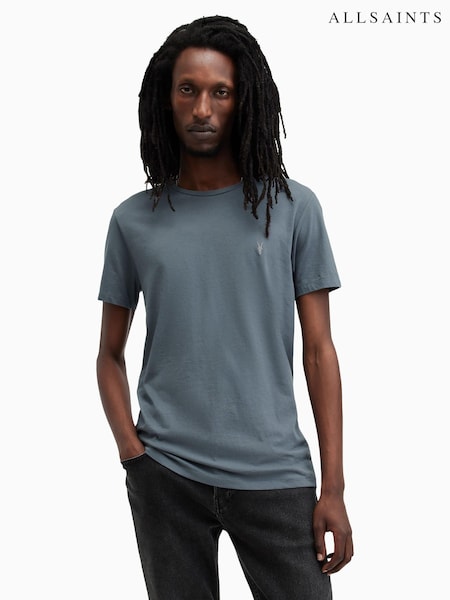 AllSaints Ashy Blue Tonic Short Sleeve Crew T-Shirt (AK9819) | 158 QAR