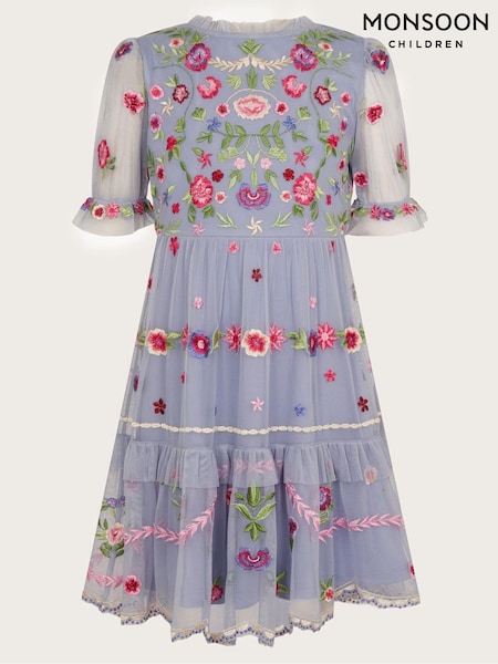 Monsoon Blue Utopia Floral Embroidered Dress (AK9894) | AED238 - AED258