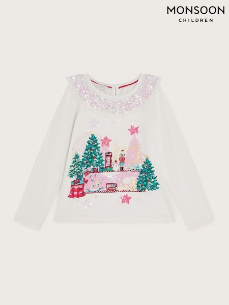 Monsoon Natural Long Sleeve Christmas In London Top (AK9900) | €17 - €21