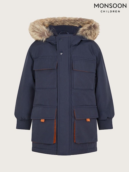 Monsoon Blue Hooded Faux Fur Coats (AK9902) | AED369 - AED476