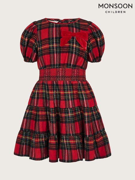 Monsoon Puff Sleeve Tartan 100% Cotton Dress (AK9905) | 150 LEI - 171 LEI