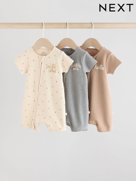 Nøytral/Solbrun - 3 Pakke med toveis glidelås Baby 100% Rompers i bomull (0mths-3yrs) (AK9932) | kr267 - kr301