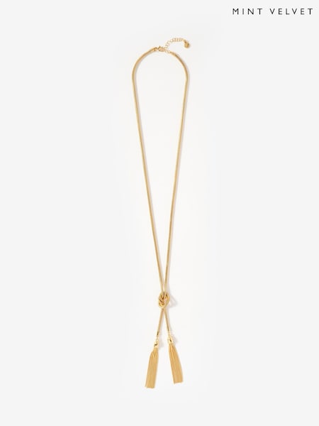 Gold Tone - Mint Velvet Double Tassel Necklace