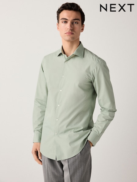 Green Slim Fit Easy Care Single Cuff Smart Shirt (AL0136) | €29