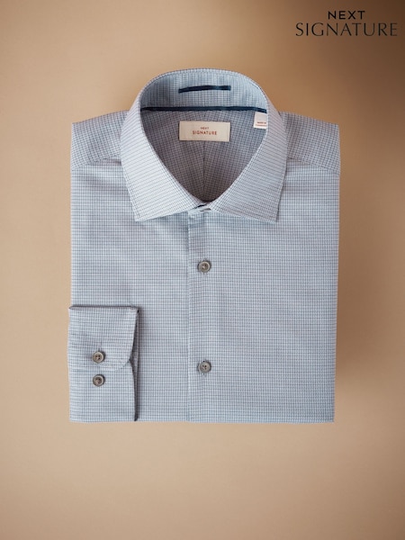 Blue Houndstooth Slim Fit Signature Premium Textured Shirt (AL0147) | 218 QAR
