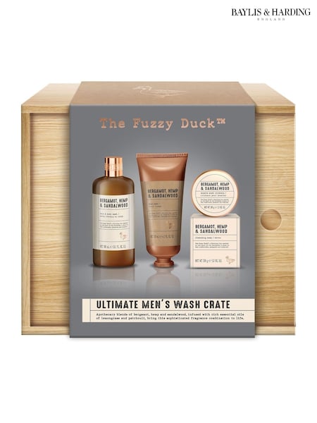 Baylis & Harding Mens Bergamot, Hemp & Sandalwood Ultimate Wash Crate Brown Gift Set (AL0186) | €32