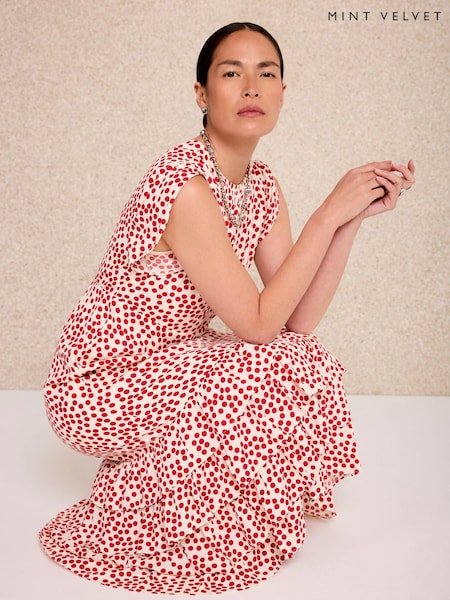 Rot - Mint Velvet Polka Dot Ruffle Midi Dress