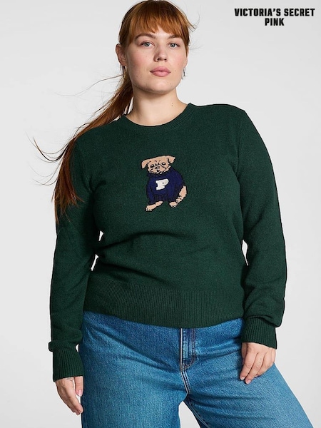 Victoria's Secret PINK Deep Forest Green Dog Knitted Jumper (AL0364) | €27