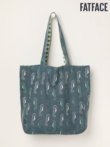 FatFace Blue Seahorse Reversible 100% Cotton Tote Bag (AL0379) | €19.50