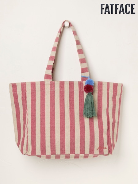 FatFace Red Striped Beach 100% Cotton Bag (AL0386) | €26