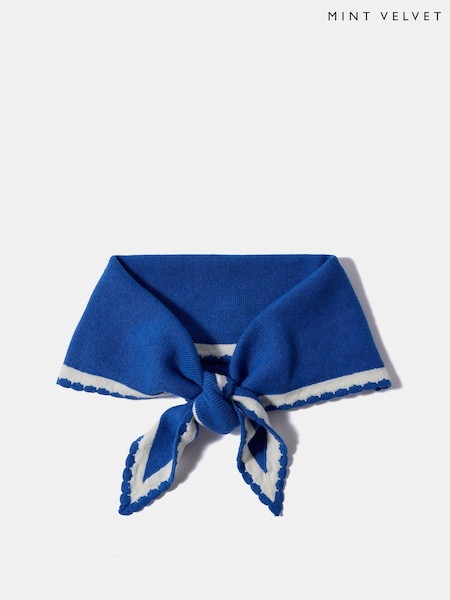 Көк - Mint Velvet Scallop Edge Knit Scarf