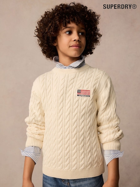 Superdry White Cable Knit Jumper (AL0452) | 1,862 UAH - 1,983 UAH