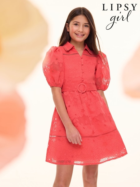 Lipsy Premium Puff Sleeve Occasion Shirt Dress (5-16yrs) (AL0708) | ‏361 د.إ.‏ - ‏ 408‏ د.إ.