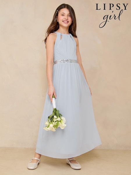 Lipsy Blue/SiIver Teen Cut Out Midi Occasion Dress (10-16yrs) (AL0713) | €80 - €89