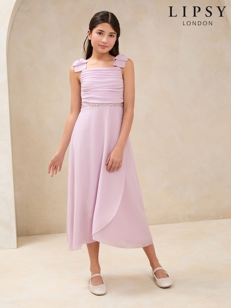 Lipsy Bow Shoulder Maxi Occasion Dress (10-16yrs) (AL0714) | 357 LEI - 402 LEI