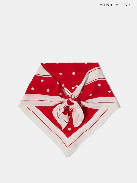 Red - Mint Velvet Polka Dot Print Scarf